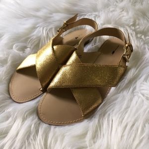 NWOB J Crew Pink Cyprus Gold Leather Sandals 3
